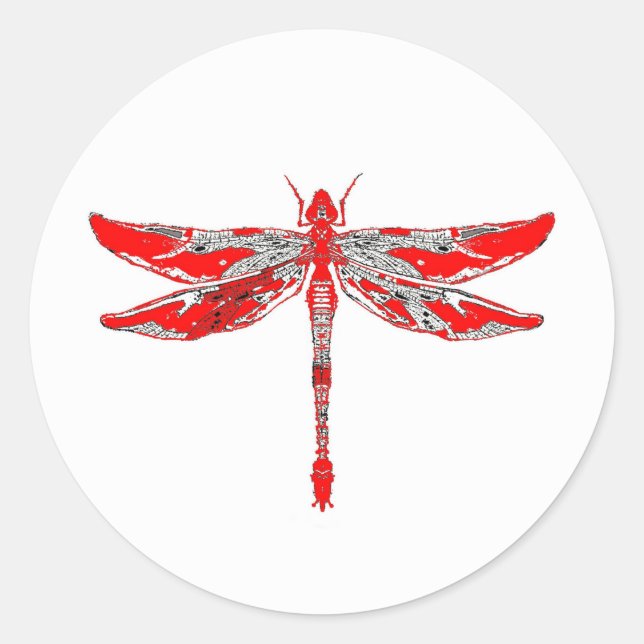 Sticker Rond Dragonfly rouge (Devant)