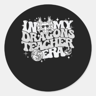 Sticker Rond Dragons de la Rentrée Scolaire Mascotte Enseignant
