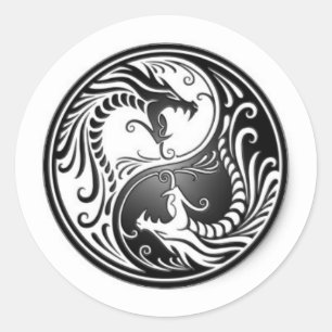 Sticker Rond dragons de yin yang