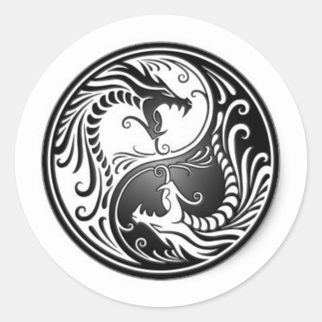 Sticker Rond dragons de yin yang (Devant)