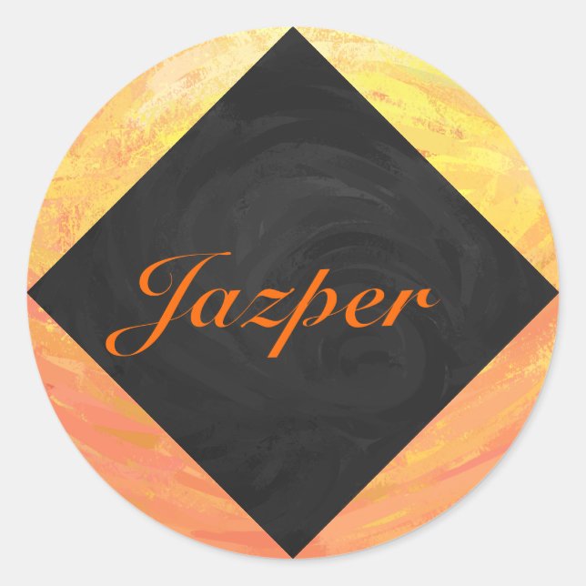 Sticker Rond Dragons Oeil orange et noir Monogramme (Devant)