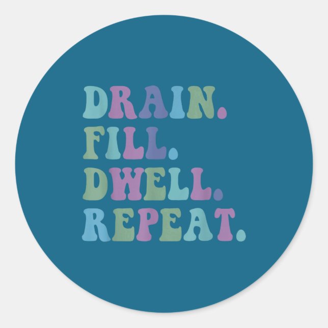 Sticker Rond Drain Fill Dwell Repeat Funny Quote Saying Design  (Devant)