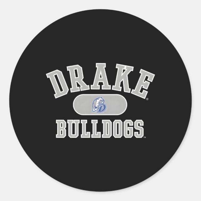Sticker Rond Drake Bulldogs Varsity Blue (Devant)