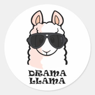 Sticker Rond Drama Llama