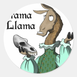Sticker Rond Drama Llama