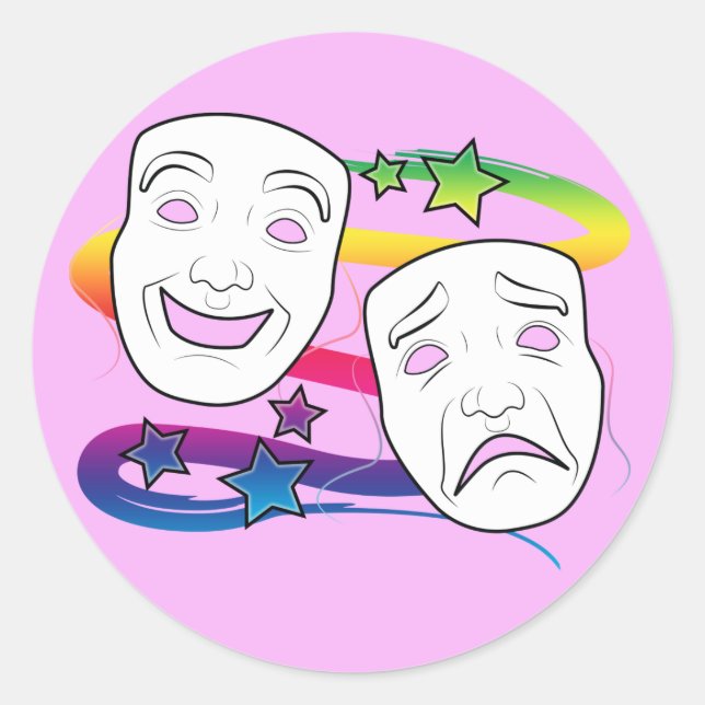 Sticker Rond Drama Masques Comédie et Tragédie (Devant)