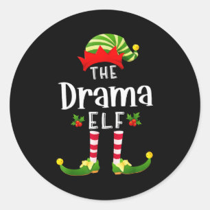 Sticker Rond Drame de Noël Elf pyjama assorti X-mas Party