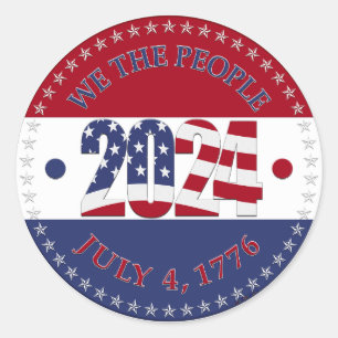 Sticker Rond Drapeau 2024 We The People USA