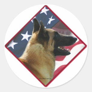 Sticker Rond Drapeau 2 de Malinois de Belge