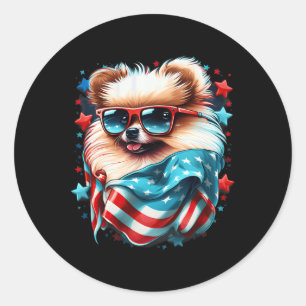 Sticker Rond Drapeau 4 juillet Patriotique Poméranie