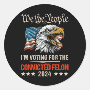 Sticker Rond Drapeau Aigle Trump 2024 Nous Le Peuple Votons Pré
