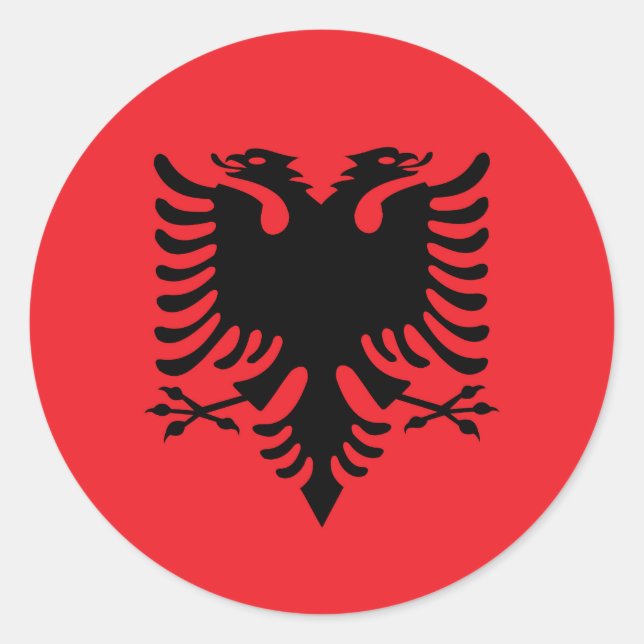 Sticker Rond Drapeau albanais (Devant)