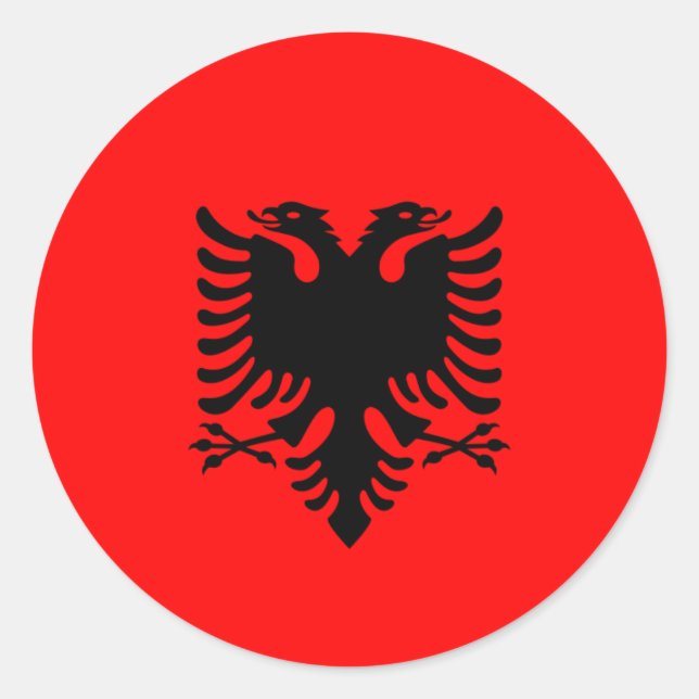 Sticker Rond Drapeau albanais, Drapeau de l'Albanie (Devant)