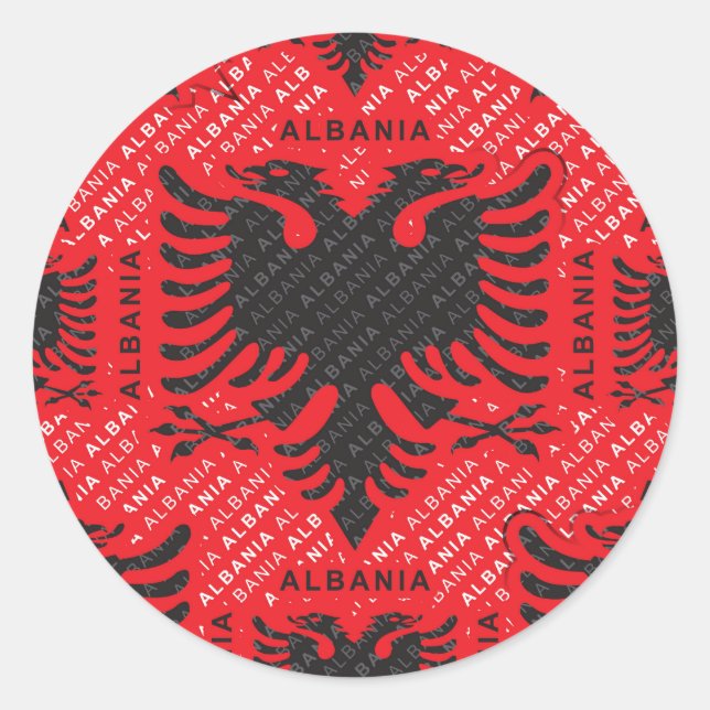 Sticker Rond Drapeau albanais motif 2 (Devant)