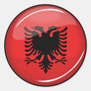 Sticker Rond Drapeau albanais rond brillant