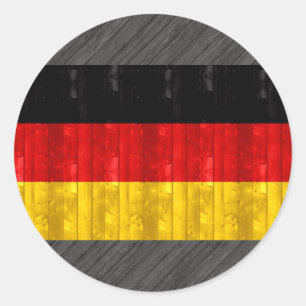 Sticker Rond Drapeau allemand en bois
