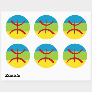 Sticker Rond Drapeau Amazigh Drapeau Berber Drapeau Kabyles