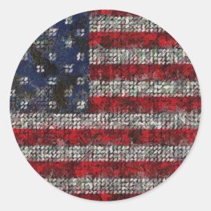 Sticker Rond Drapeau américain