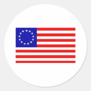STICKER ROND DRAPEAU AMÉRICAIN 13 ÉTOILES