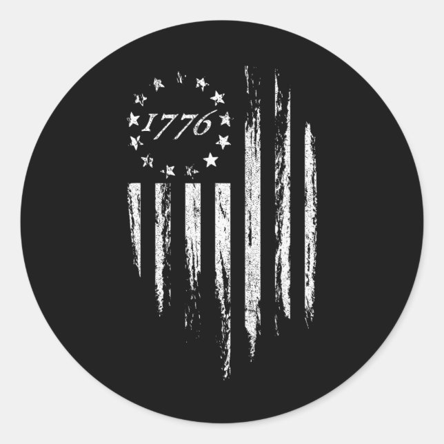 Sticker Rond Drapeau Américain 1776 Betsy Ross 13 Étoiles Usa 4 (Devant)