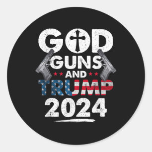 Sticker Rond Drapeau Américain 2024 De God Guns Et Trump