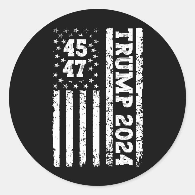 Sticker Rond Drapeau américain 2024 Trump 47 (Devant)