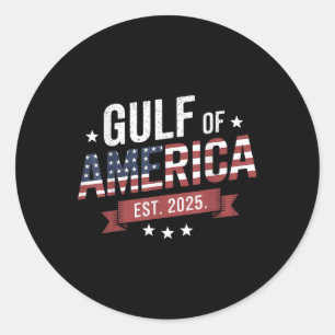 Sticker Rond Drapeau Américain 2025 Golfe Rétro Mexique