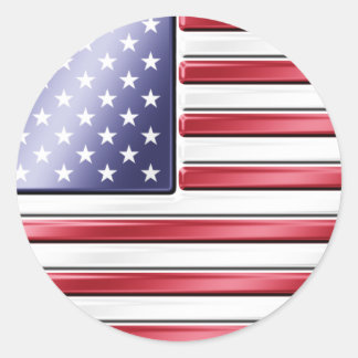 Sticker Rond Drapeau Américain 2 - USA - Métal