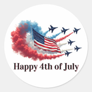 Sticker Rond Drapeau américain, 4 juillet