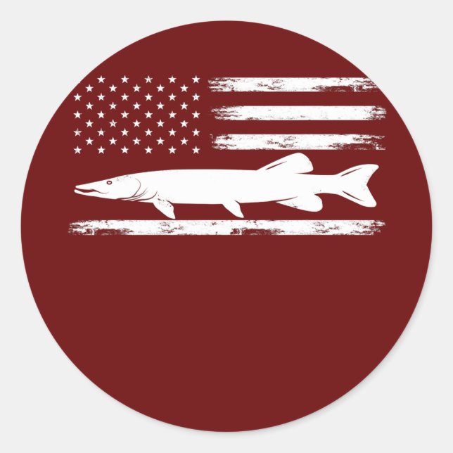 Sticker Rond Drapeau américain 4 juillet Amateurs de pêche (Devant)