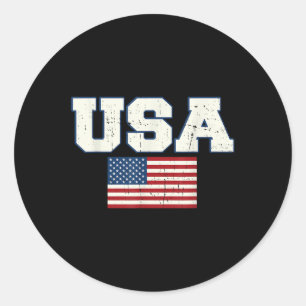 Sticker Rond Drapeau américain 4 juillet Anciens Combattants