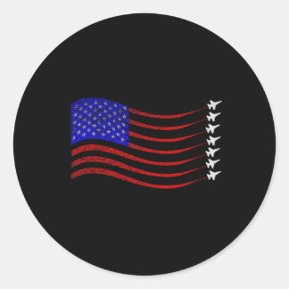 Sticker Rond Drapeau américain 4 juillet patriotique Je