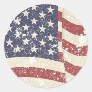 Sticker Rond Drapeau américain affligé