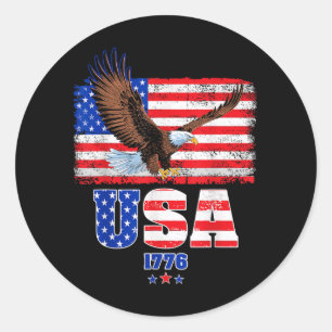 Sticker Rond Drapeau américain aigle patriotique Jour de l'Indé