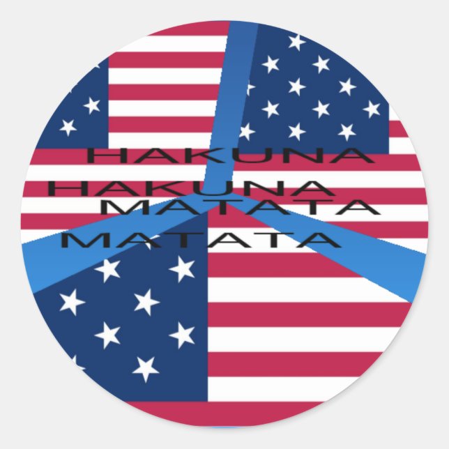 Sticker Rond Drapeau américain avec Hakuna Matata : Design patr (Devant)