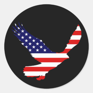 Sticker Rond Drapeau américain Bald Eagle
