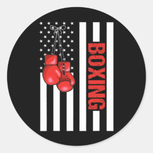 Sticker Rond Drapeau Américain Boxe Boxe Patriotique 1