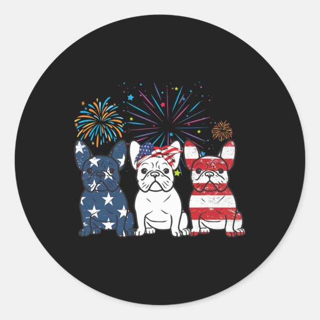 Sticker Rond Drapeau américain Bulldog 4 juillet Independe (Devant)