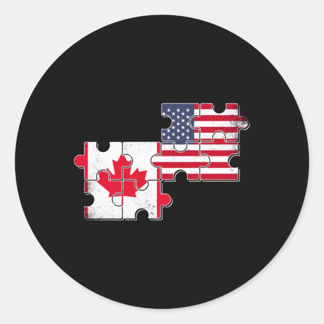 Sticker Rond Drapeau américain Canada (Devant)