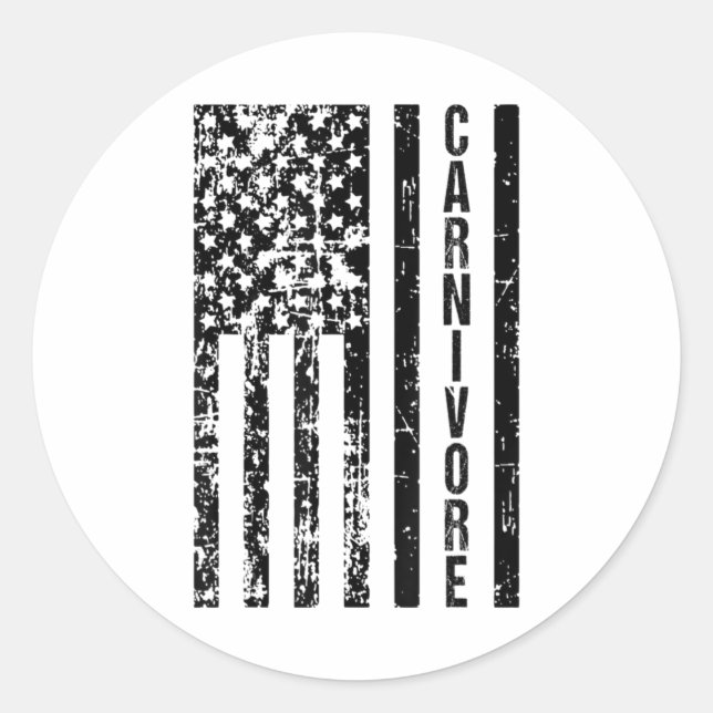 Sticker Rond Drapeau américain Carnivore mangeur de viande (Devant)