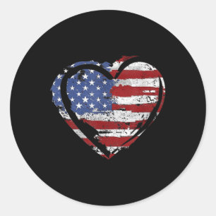 Sticker Rond Drapeau américain Coeur Forces armées patriotiques