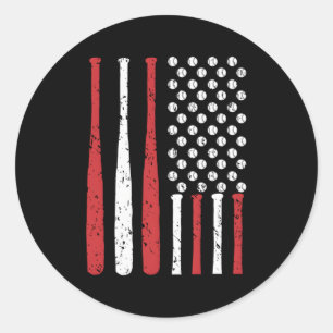 Sticker Rond Drapeau américain de baseball