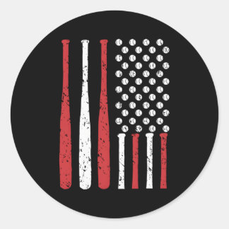Sticker Rond Drapeau américain de baseball