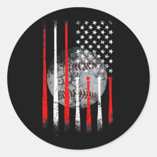Sticker Rond Drapeau américain de baseball États-Unis Vintage