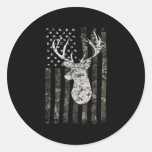 Sticker Rond Drapeau américain de chasse aux cerfs