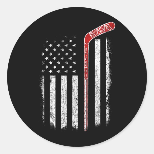 Sticker Rond Drapeau américain de hockey (Devant)