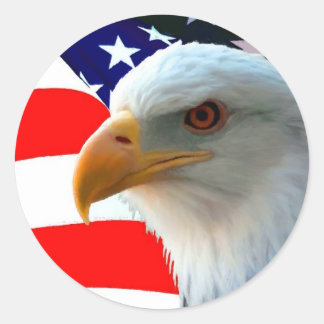 Sticker Rond Drapeau américain de l'aigle à tête blanche
