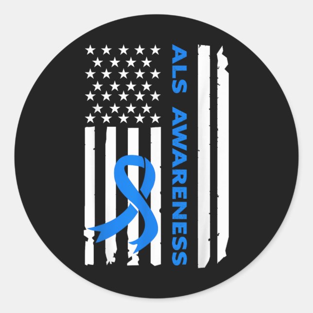 Sticker Rond Drapeau américain de ruban bleu (Devant)