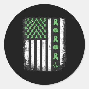 Sticker Rond Drapeau américain de sensibilisation à la santé me