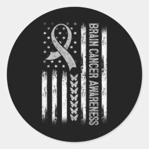 Sticker Rond Drapeau américain de sensibilisation au cancer du 